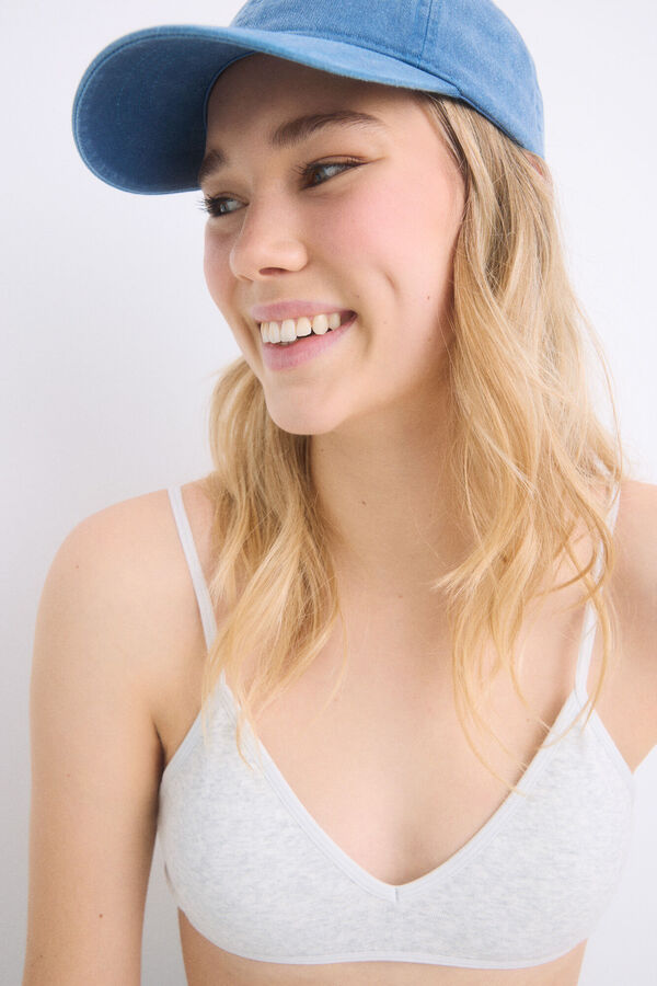 HI&BYE Sutiã triangular cinza sem costuras com copas removíveis cinzento