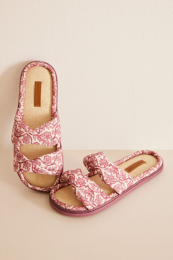 Women'secret Chinelos estampado flores castanho