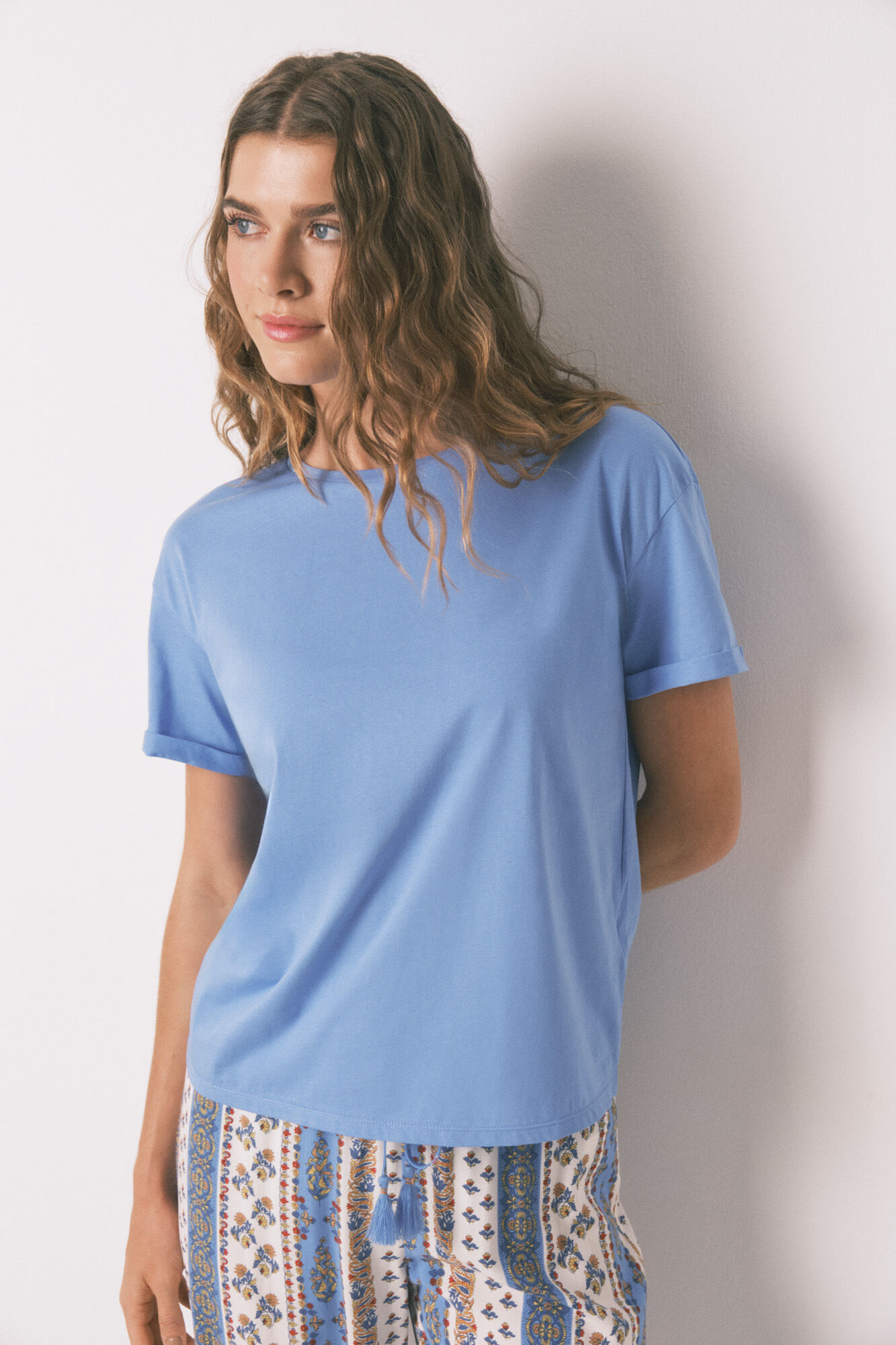 Women'secret Camiseta azul 100% algod&oacute;n