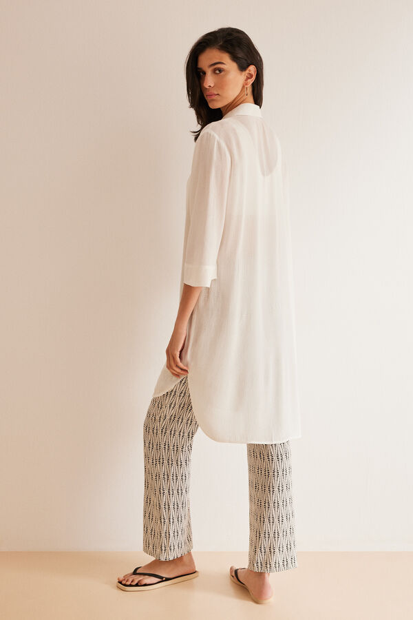 Women'secret Camisa larga  manga 3/4 marfil marfil