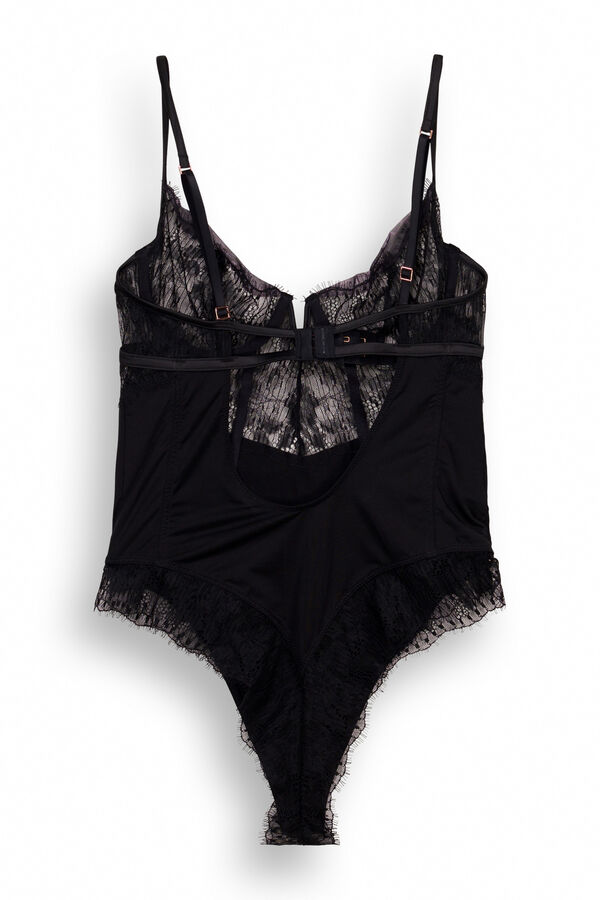 Women'secret Body brasile&ntilde;o microfibra y encaje negro negro