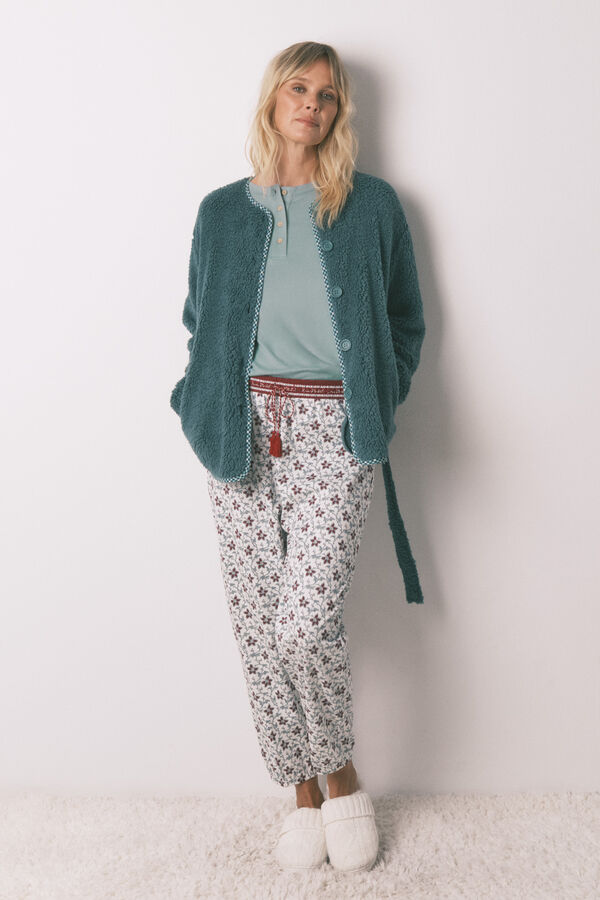 Women'secret Robe estilo t&uacute;nica de pelo verde verde
