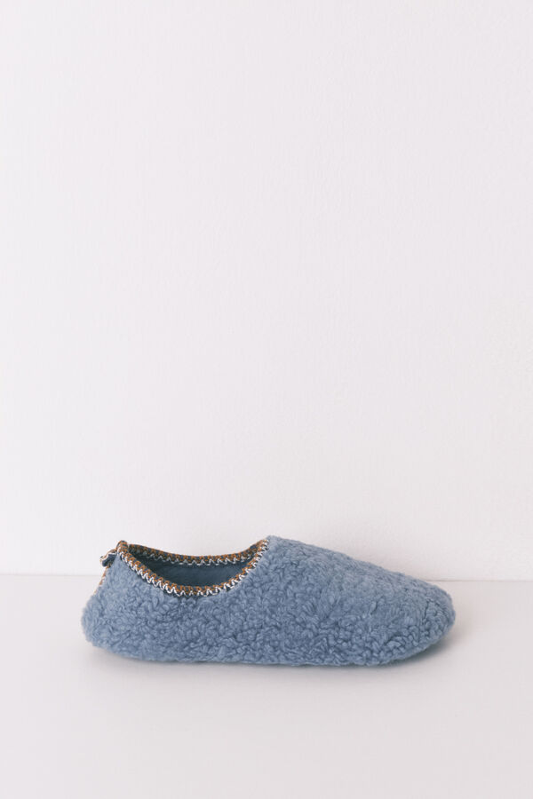 Women'secret Pantufas de quarto de pelo azul azul