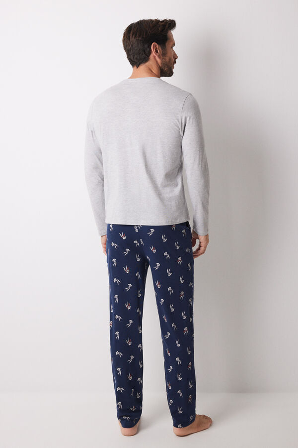 Women'secret Pijama largo hombre 100% algod&oacute;n Looney Tunes gris