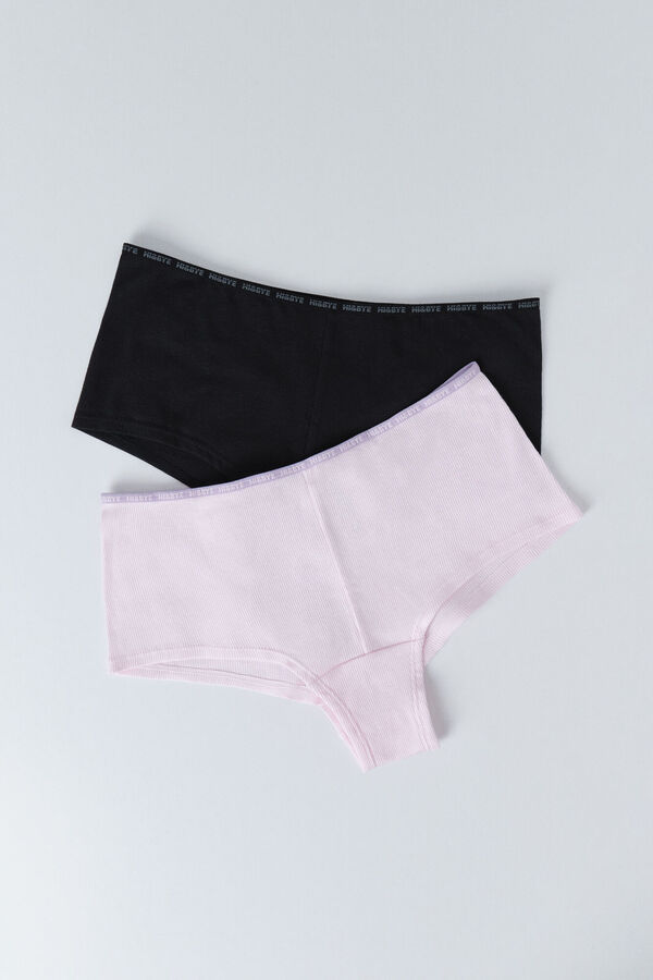 HI&BYE Pacote de 2 cuecas boxer pretas e rosa preto