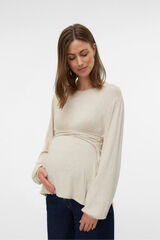 Mamalicious Top manga larga maternity y lactancia  marr&oacute;n