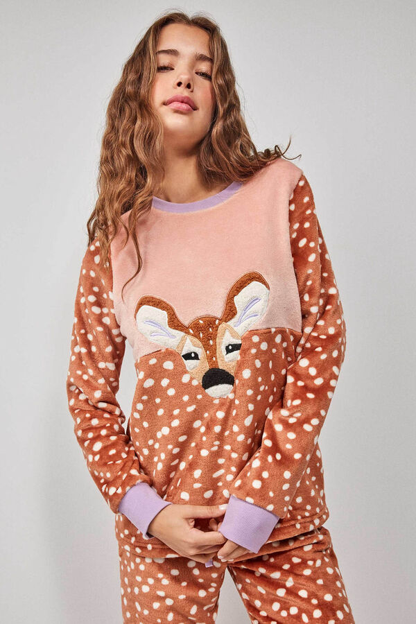 Gisela Pijama largo estampado animal print blanco