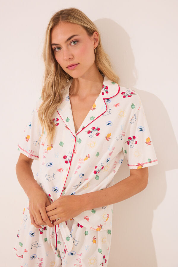 Women'secret Pijama camiseiro curto Moomin 100% algodão bege