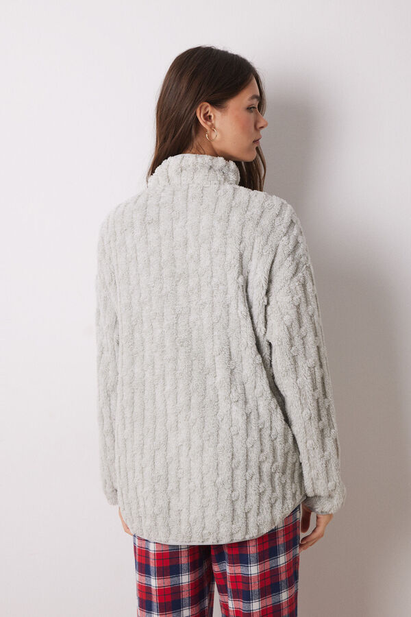 Women'secret Bata corta tejido polar gris gris