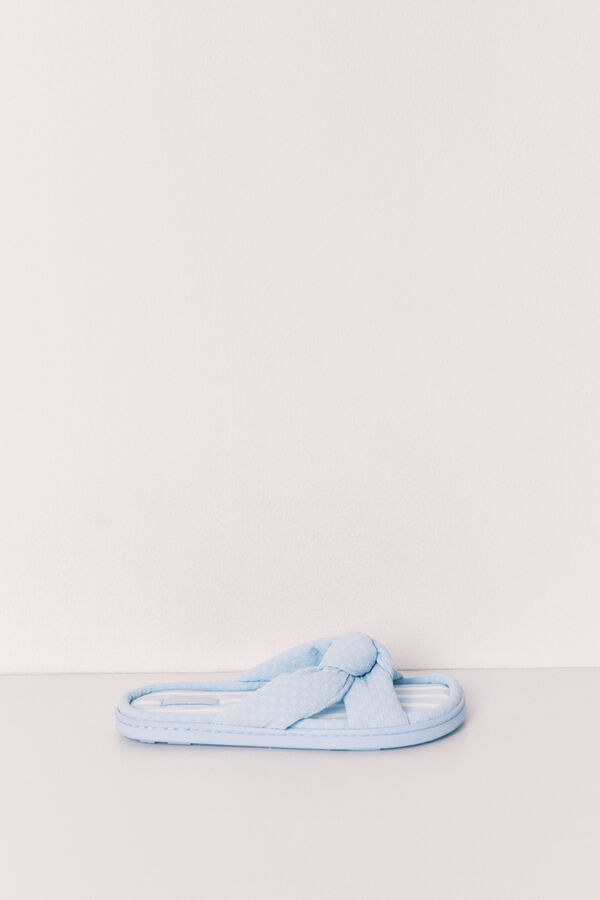 Women'secret Chinelos de quarto com la&ccedil;ada volume azul azul