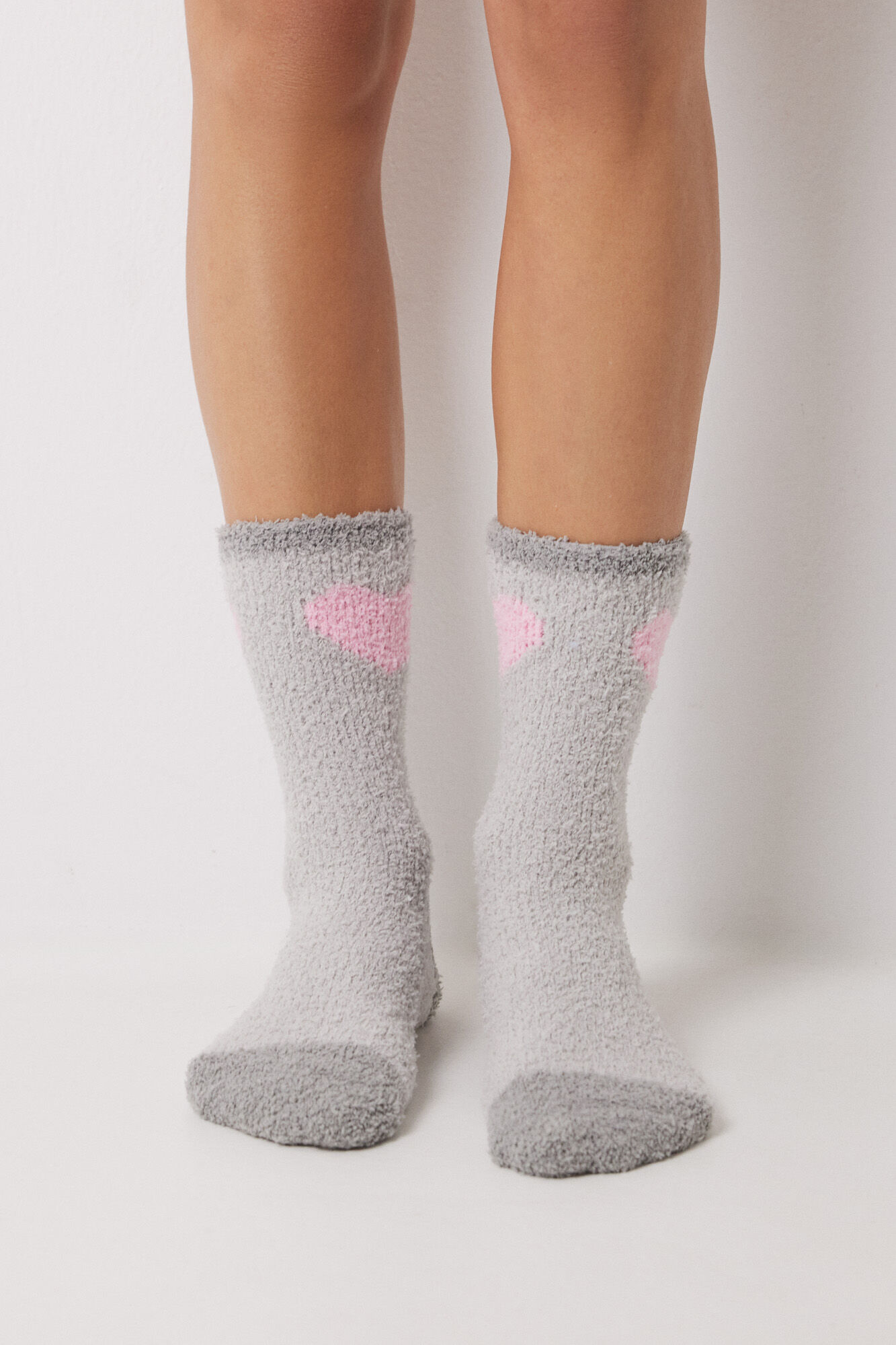 Women'secret Meias de pele cinza com cora&ccedil;&atilde;o