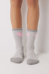 Women'secret Calcetines pelo gris coraz&oacute;n gris