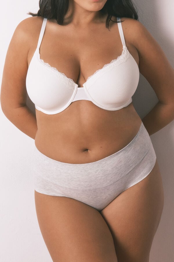 Women'secret Braga alta cl&aacute;sica algod&oacute;n gris gris