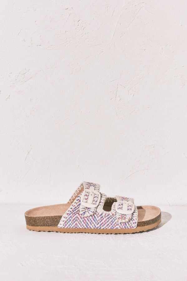 Women'secret Sandalia bio tiras tejido pespuntes estampado