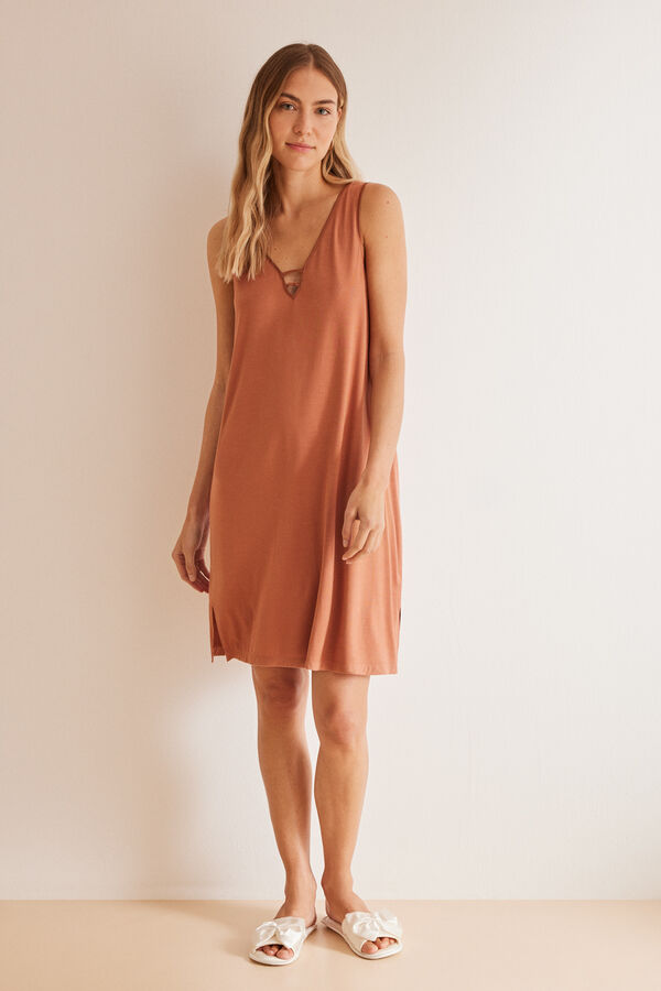 Women'secret Camisa de dormir castanha Ecovero&trade; cru