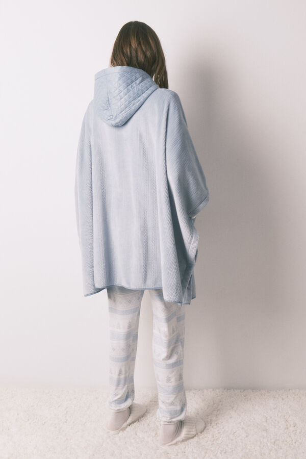 Women'secret Poncho corto polar relieve azul azul