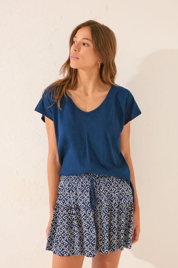 Women'secret Calça com estampado de carimbo azul azul