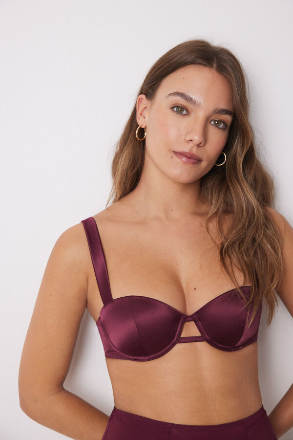 Women'secret Sujetador balconette BEAUTIFUL relleno y aro granate burdeos