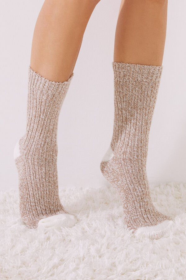 Women'secret Calcetines textura marr&oacute;n marr&oacute;n