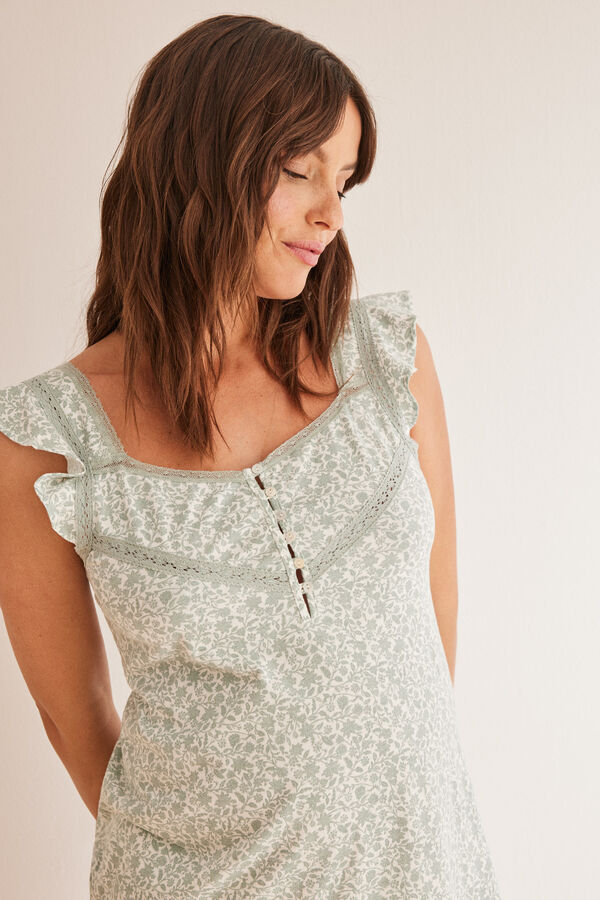 Women'secret Camis&oacute;n "maternity" algod&oacute;n flores tirante volante verde