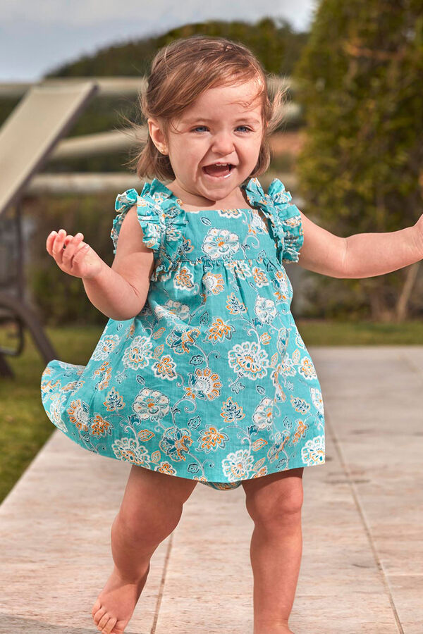 Gocco Vestido estampado flores azul claro turquesa