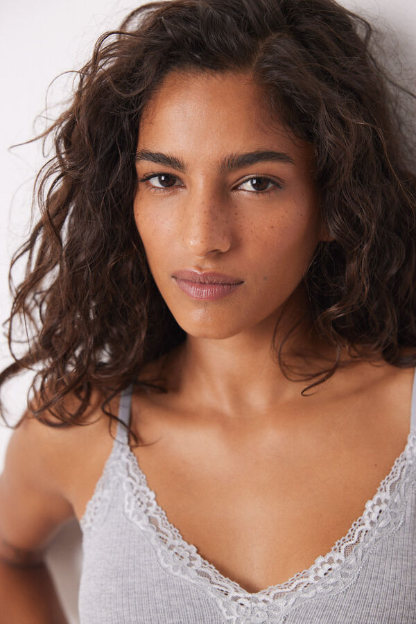 Women'secret Suti&atilde; canelado sem costura cinza cinzento