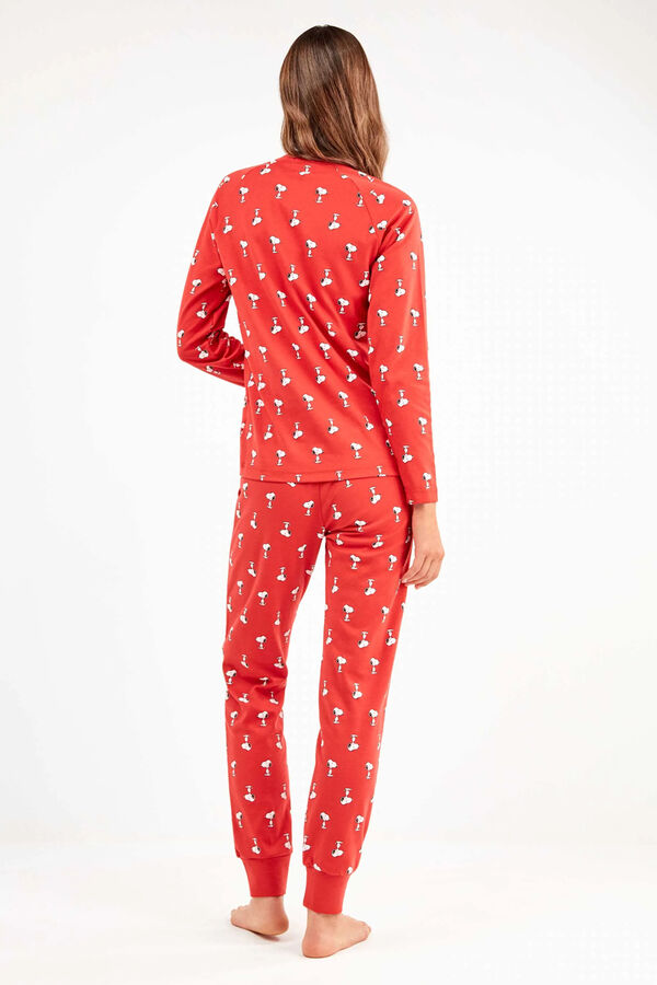 Gisela Conjunto pijama en punto interlock micro estampado Snoopy blanco