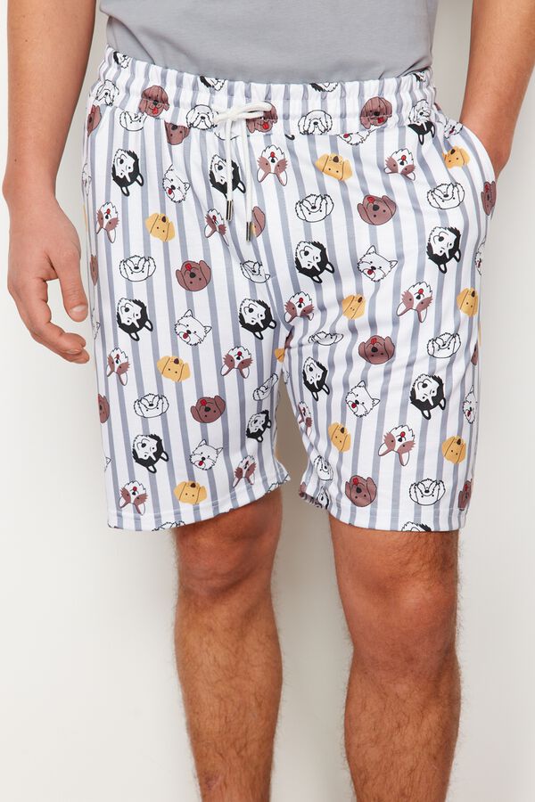 Trendyol Conjunto de pijama curto de riscas e animais cinzento