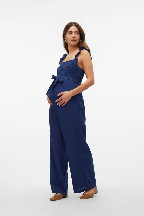 Mamalicious Mono de tirantes 7/8 maternity azul