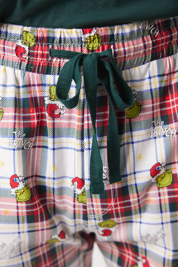 Women'secret Pijama masculino 100% algod&oacute;n cuadros Grinch verde