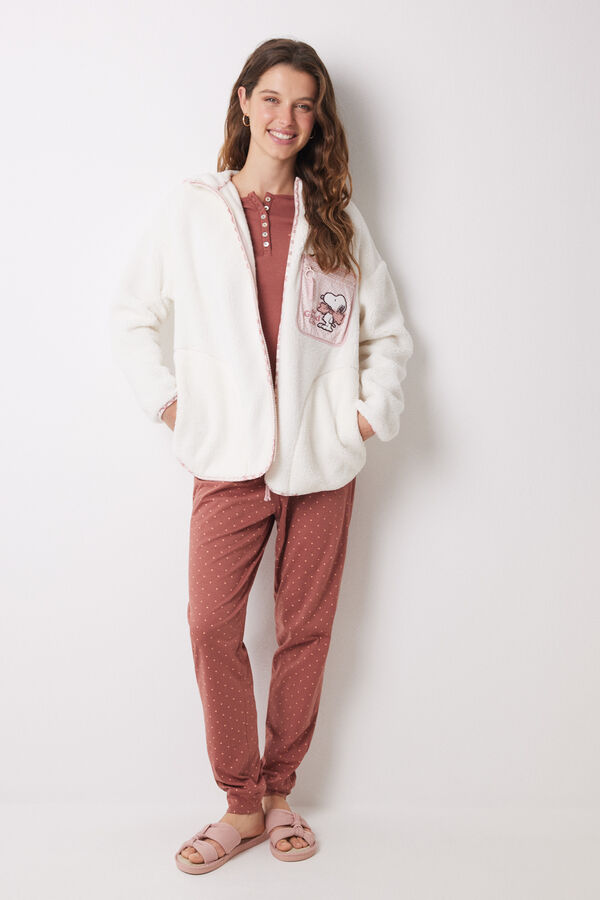 Women'secret Bata corta borreguito blanco Snoopy rosa