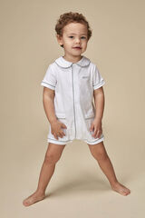 Gocco Pijama corto cuello bebe y contrastes blanco blanco