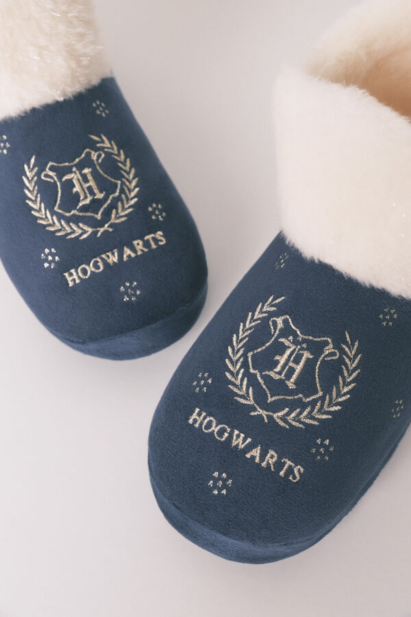 Women'secret Chinelos de quarto bota azul "Hogwarts" lurex azul