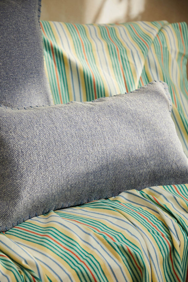 Calma House Capa de almofada de algodão Dhurrie azul Asana azul