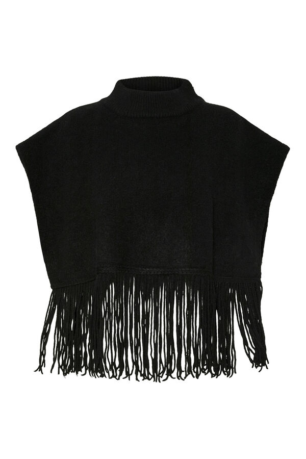 Pieces Poncho de flecos negro