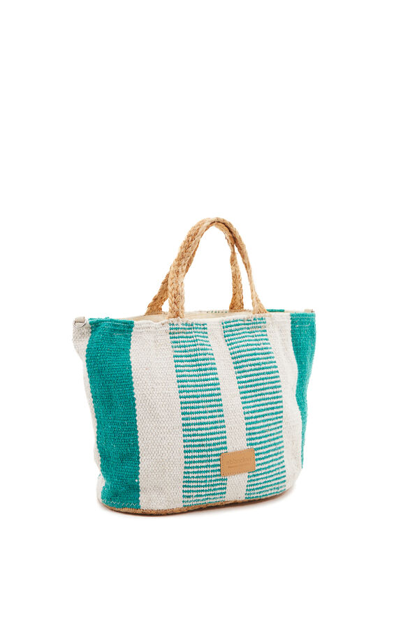 Abbacino Cesta pequena de ráfia riscas azul