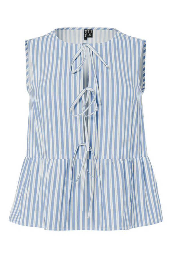 Pieces Top colete com la&ccedil;ada azul