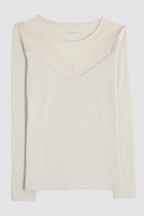 Cotonella Camiseta Manga Larga Cuello Redondo beige