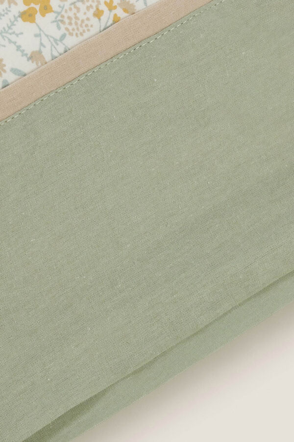 Textura Capa de almofada de algod&atilde;o com flores verde