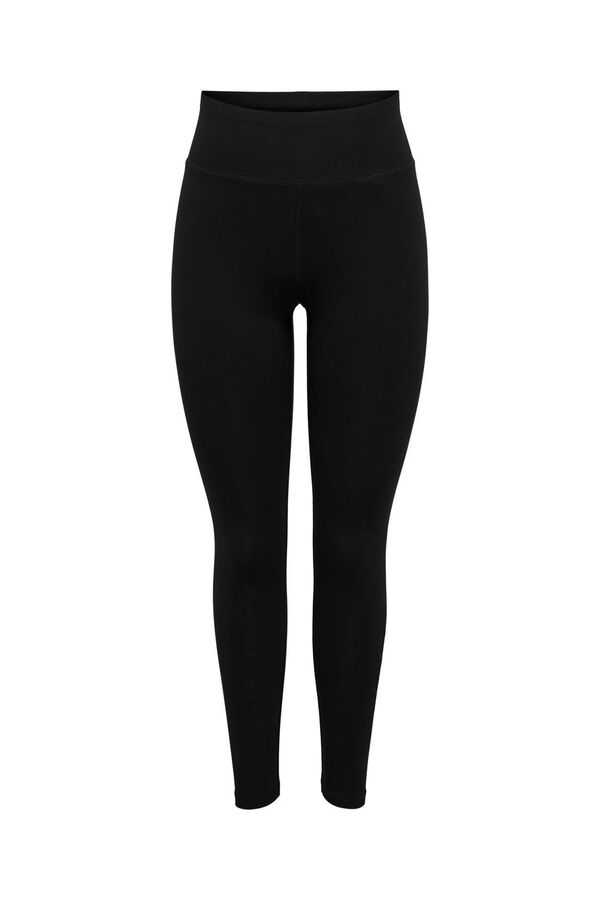 Only Play Leggings em algod&atilde;o org&acirc;nico e elastano, com cintura alta.  preto