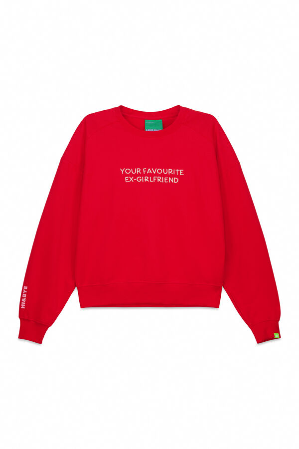 HI&BYE Sweatshirt curta lisa em felpa de algod&atilde;o vermelha vermelho