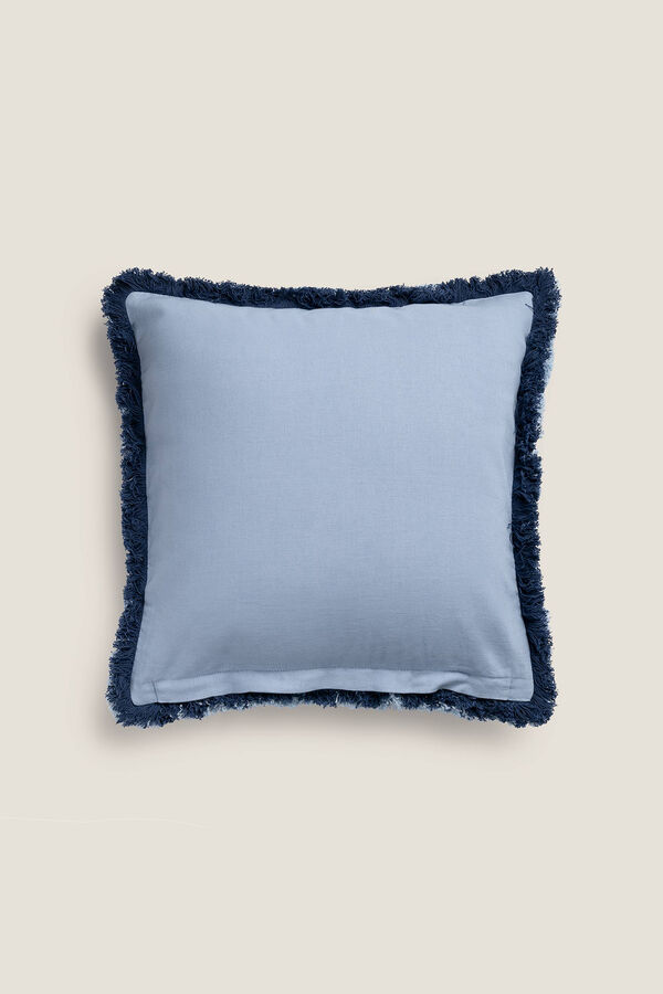 Textura Funda coj&iacute;n flecos algod&oacute;n 45x45cm. azul
