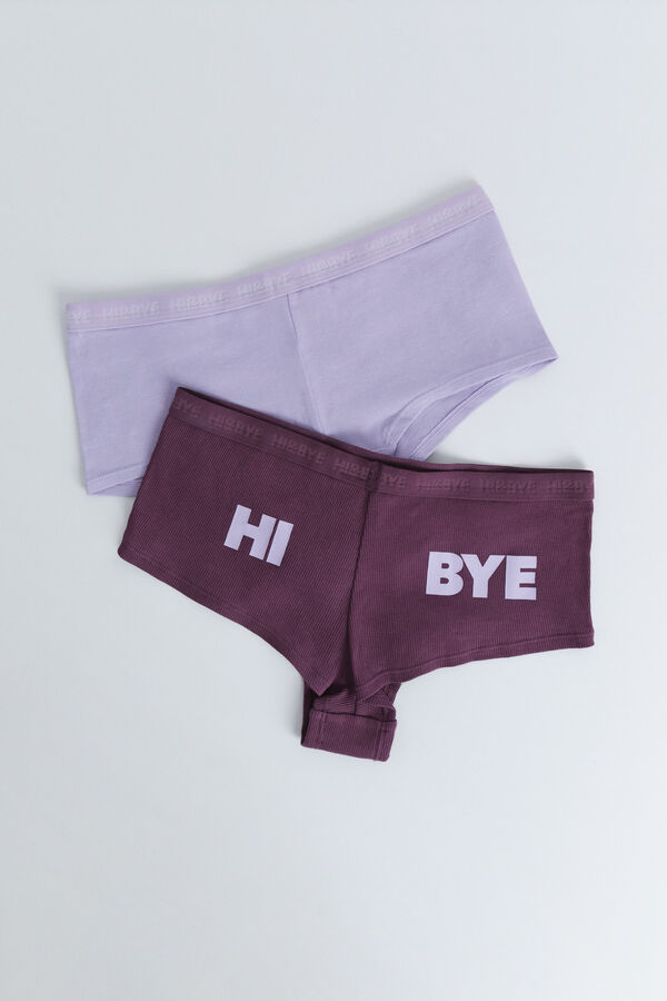 HI&BYE Pacote com 2 cuecas boxer roxas e lil&aacute;s rosa