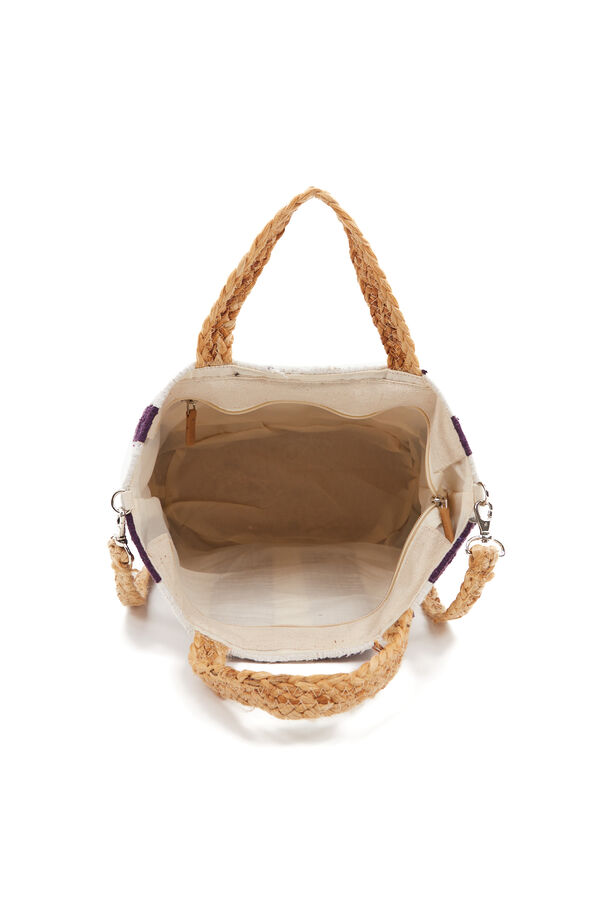 Abbacino Cesta pequena de ráfia riscas rosa