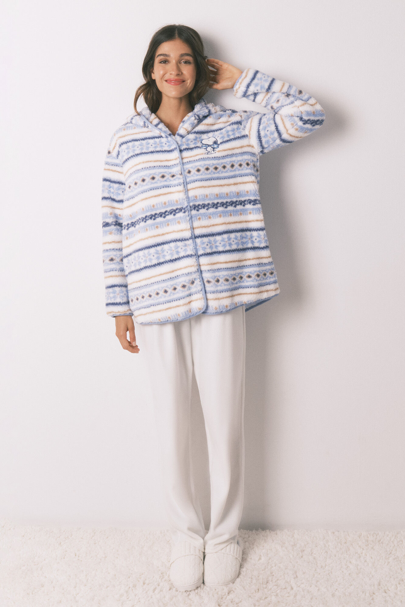 Women'secret Robe com capuz e bordas do Snoopy