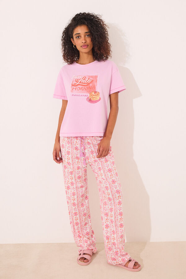 Women'secret Camiseta manga corta 100% algod&oacute;n rosa rosa