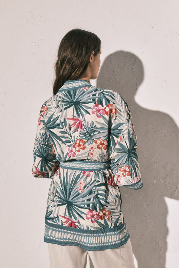 Women'secret Quimono estampado verde verde
