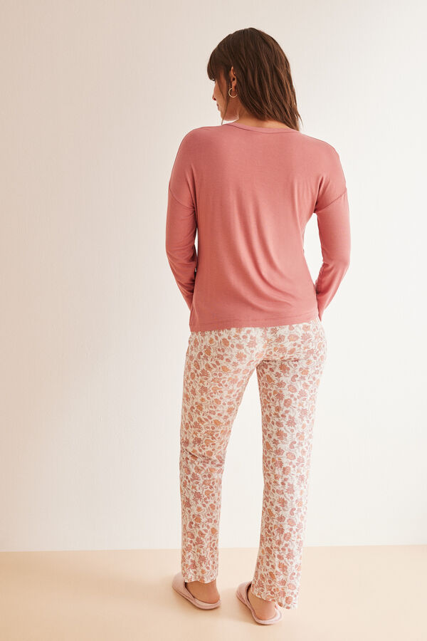 Women'secret Pijama largo "maternity" flores rosa rosa