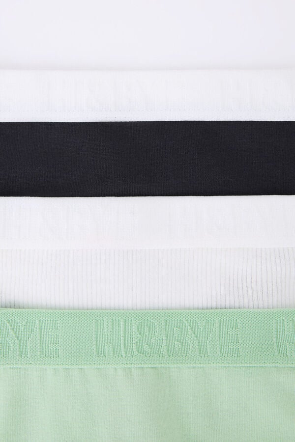 HI&BYE Pacote de 3 tangas pretas, brancas e verdes branco