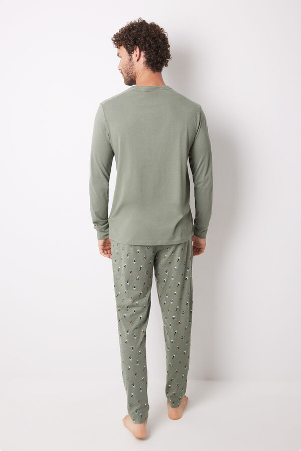 Women'secret Pijama largo hombre 100% algod&oacute;n ski verde